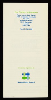 The growing cycle : child, mother child : a one-day conference : Business Design Centre, Upper Street, Islington Green, London N1 0QH : Thursday 24th November 1994 / National Dairy Council.