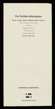 Children in focus : a one-day conference : Queen Elizabeth Conference Centre, Broad Sanctuary, Westminster, London SW1P 3EE : Thursday 28th October 1993 / National Dairy Council.