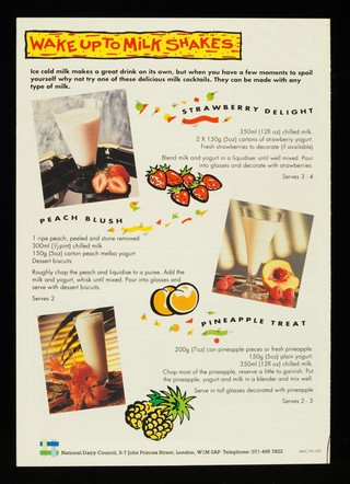 Wake up to milk : whole milk, semi-skimmed, skimmed / produced by the National Dairy Council in association with the Health Education Authority and Heartbeat Wales.