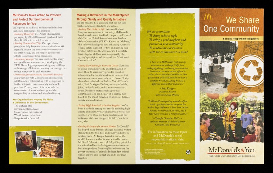 We share one community : socially responsible neighbors / McDonald's Corporation.