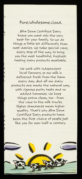 Our fresh taste starts here / Alta Dena.