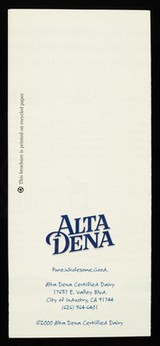 Our fresh taste starts here / Alta Dena.