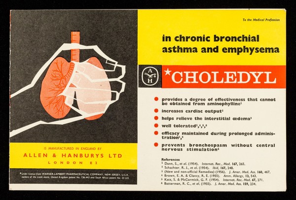 In chronic bronchial asthma and emphysema, Choledyl... / Allen & Hanburys Ltd.