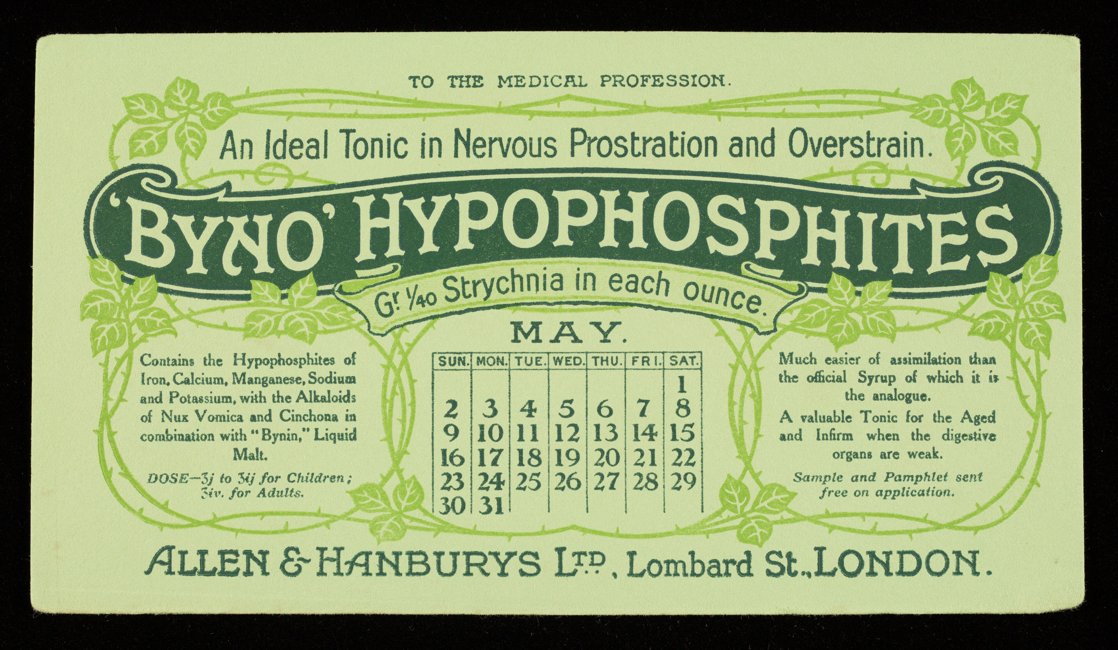 'Byno' hypophosphates : an ideal tonic in nervous prostration and overstrain / Allen & Hanburys Ltd.