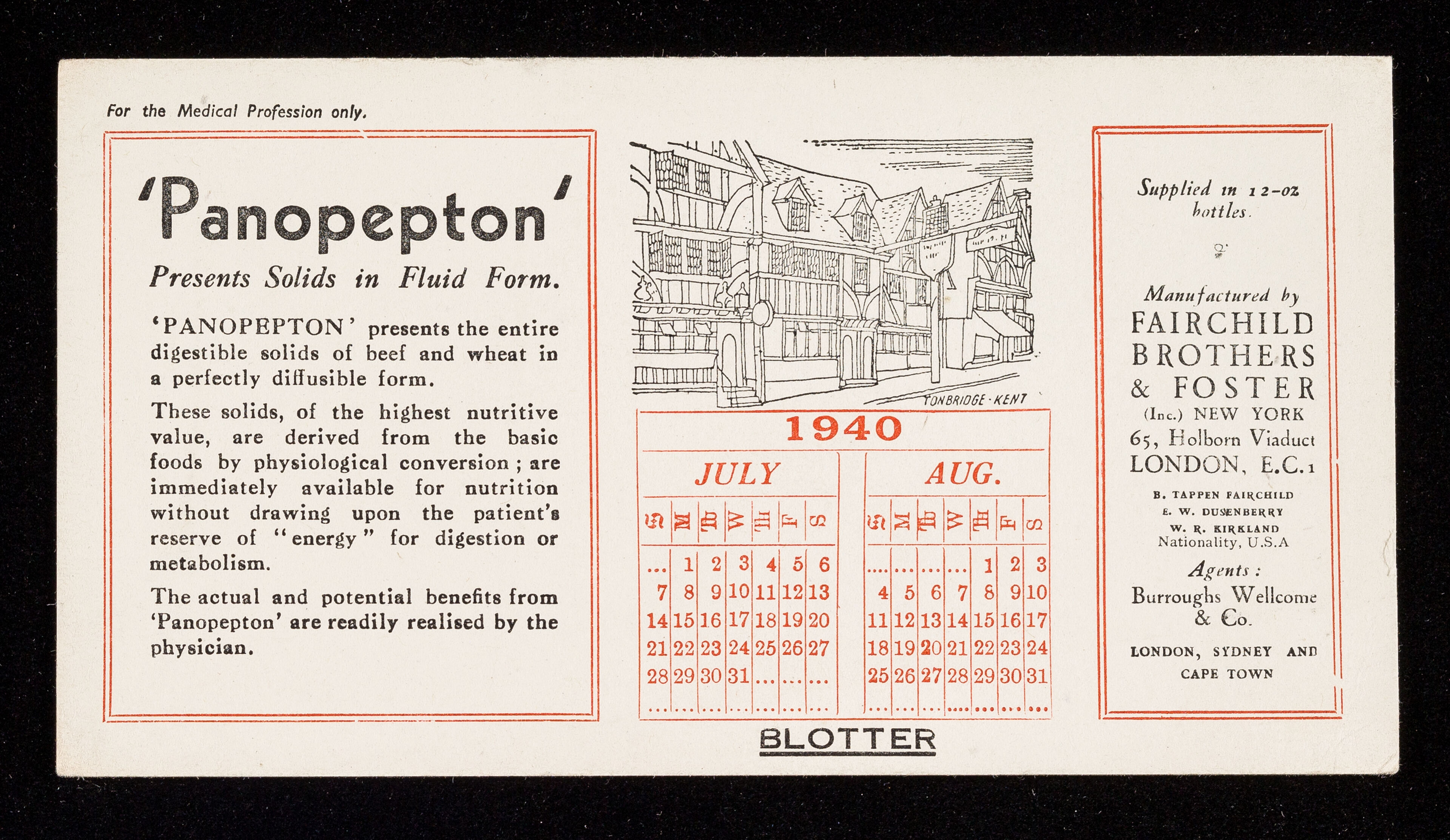 'Panopepton' presents solids in fluid form / Fairchild Brothers & Foster (Inc) New York.