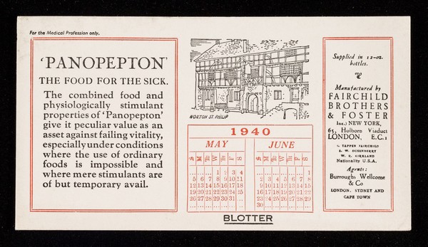 'Panopepton' : the food for the sick / Fairchild Brothers & Foster (Inc) New York.