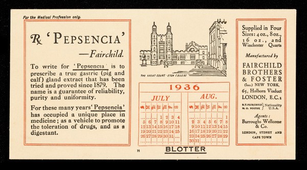 Rx 'Pepsencia'- Fairchild / Fairchild Brothers & Foster (Inc) New York.