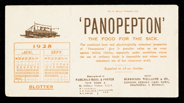 'Panopepton' : the food for the sick / Fairchild Bros. & Foster.