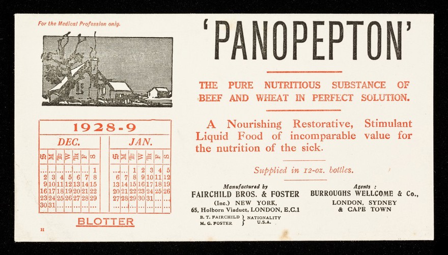 'Panopepton' : the pure nutritious substance of beef and wheat in perfect solution / Fairchild Bros. & Foster.