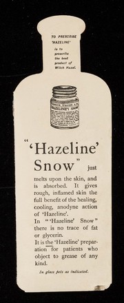 The "Hazeline" brand of the active principles distilled from the bark of witch hazel, hamamelis virginiana... / Burroughs Wellcome and Co.