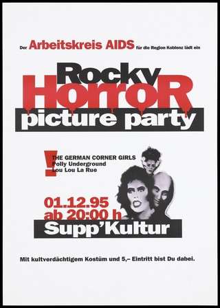 Rocky Horror picture party for AIDS workers. Colour lithograph, 1995.