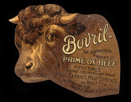 Bovril : the guaranteed product of prime ox beef : fifty times more nourishing than meat extract, meat essence or beef tea : unsurpassed for sauces, soups & made dishes.