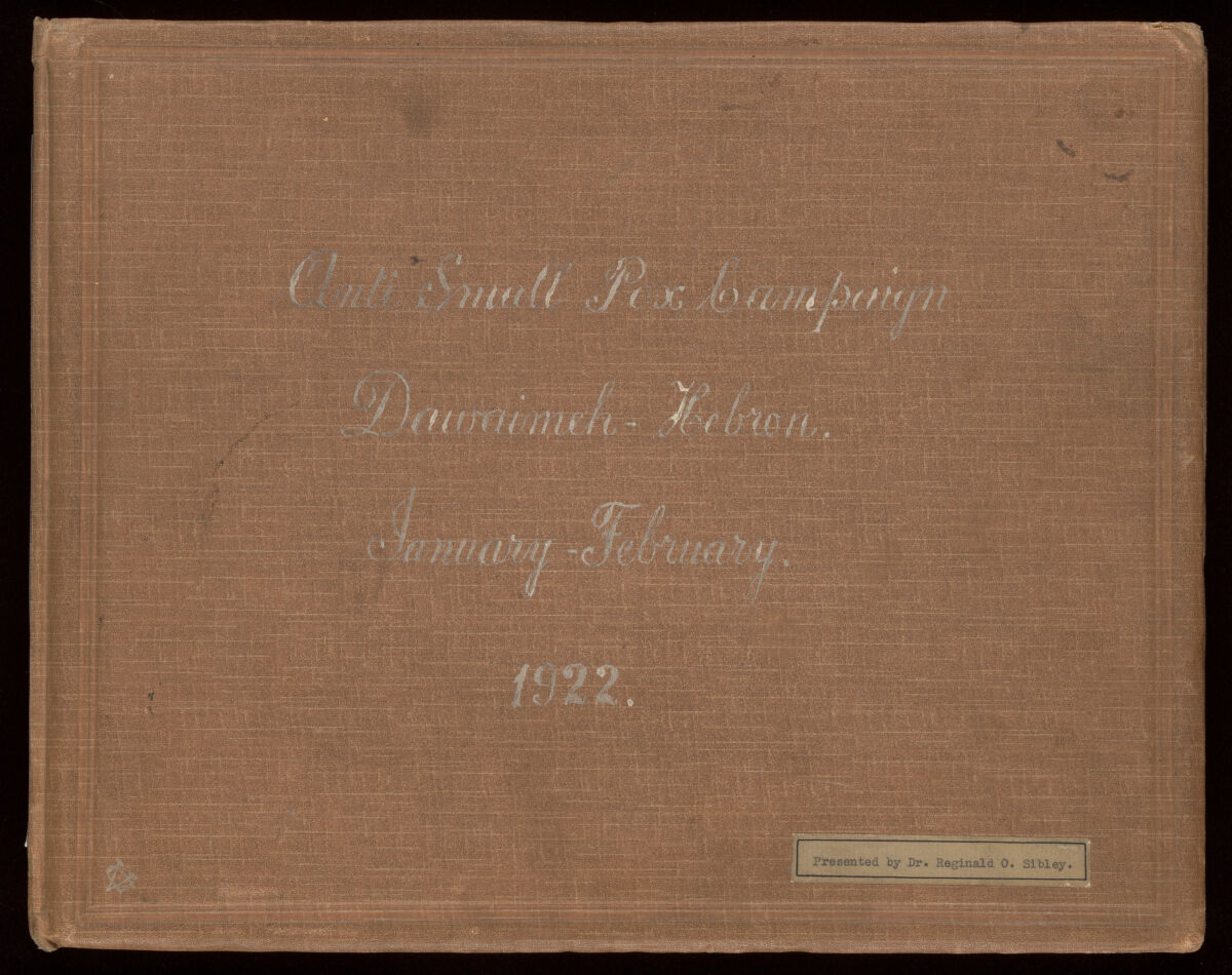 Smallpox epidemic, Palestine. Photograph album, ca. 1922.