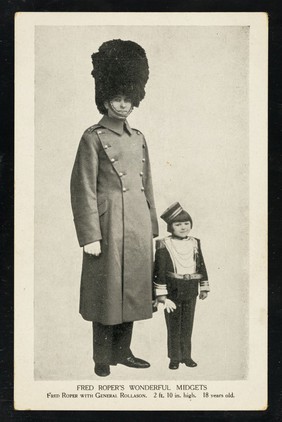 Fred Roper's wonderful midgets : Fred Roper with General Rollason: 2 ft. 10 in. high. 18 years old.