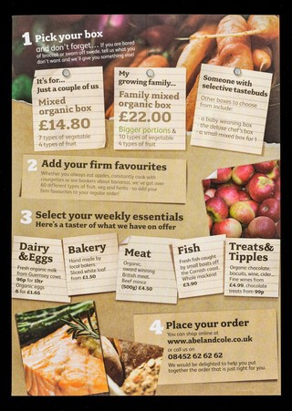 Organic & seasonal, honest & ethical, free & easy Abel & Cole : free delivery straight to your door.