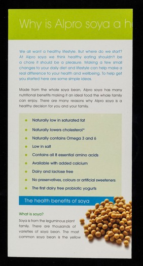 Alpro Soya : a healthy decision.