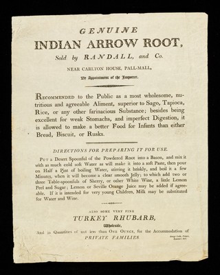 Genuine Indian arrow root / sold by Randall and Co.