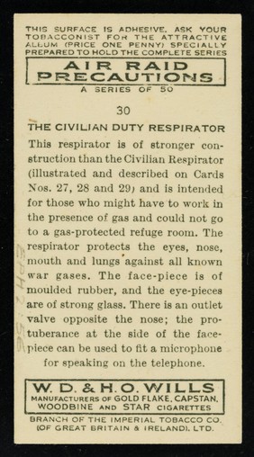 The civilian duty respirator / W.D. & H.O. Wills.