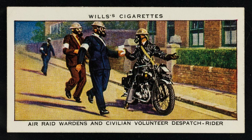 Air raid wardens and civilian volunteer despatch-rider / W.D. & H.O. Wills.