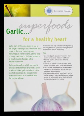 Garlic... : for a healthy heart / designed and produced by Compass Group UK and Ireland's Design Centre.