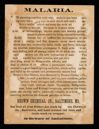 Brown's iron bitters : the best tonic / Brown Chemical Co.