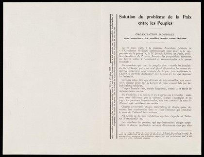 Fac-similé du diplome, remis dès avril 1905, aux adhérents de l'Association Médicale Internationale pour aider à la suppression de la guerre : [version 2].