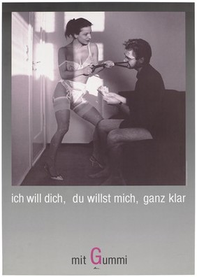 Ich will dich, du willst mich, ganz klar. Colour lithograph by D.U.T.T.A. and Augenblitz.