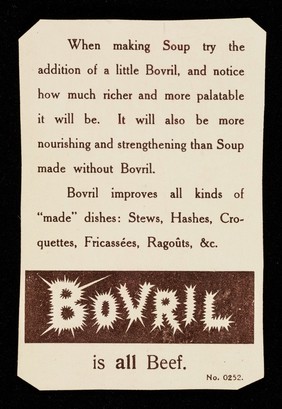 Bovril : Bovril sustains and keeps out the cold.