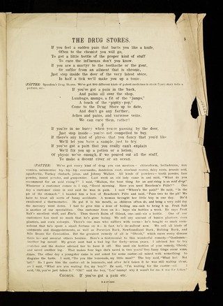 The drug stores : humorous patter song / written by G.G. Davis ; composed by W.R. Edwards ; sung by Will Edwards.