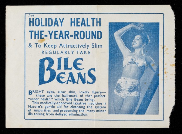 For holiday health the-year-round & to keep attractively slim regularly take Bile Beans.