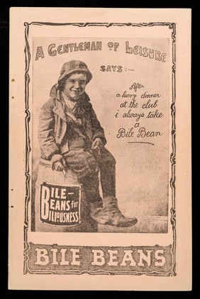 A gentleman of leisure says : after a heavy dinner at the club I always take a Bile Bean : Bile Beans for biliousness / The Bile Bean Manufacturing Co.