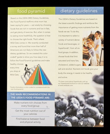 An overview of the new dietary guidelines : MyPyramid.gov : steps to a healthier you / Wild Oats natural marketplace.