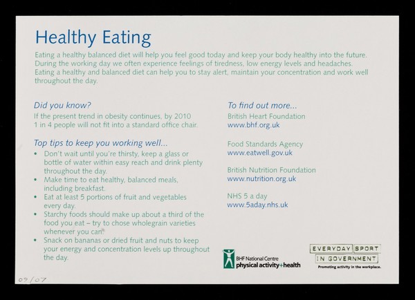 Healthy eating / Department of Health.