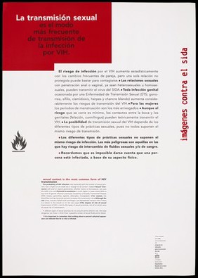 An information sheet about an anti-AIDS poster exhibition designed and produced by Artis as part of a collaboration with the Unesco/WHO AIDS prevention education programme; with explanation about sexual transmission of the disease and the difficulty in identifying HIV infection. Colour lithograph, ca. 1990's.