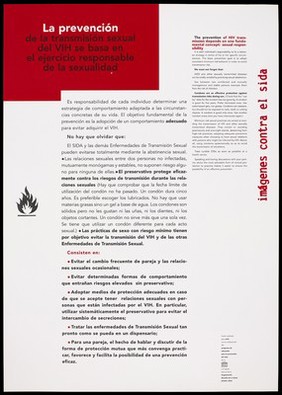 An information sheet about an anti-AIDS poster exhibition designed and produced by Artis as part of a collaboration with the Unesco/WHO AIDS prevention education programme; with explanation about the importance of sexual responsibility. Colour lithograph, ca. 1990's.