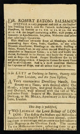 The gentlemen, farmers, jockies, stage-coachmen and carriers universal medicine in the true cordial horse balls and preparation of antimony, adapted for the use and benefit of all, as well the race as cart horse : the cordial balls ... / Samuel Gibson.