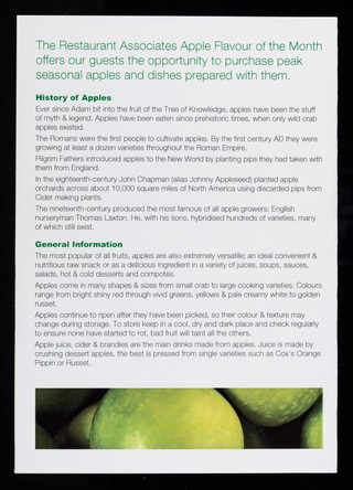 Flavour of the month : fresh apples / Restaurant Associates.