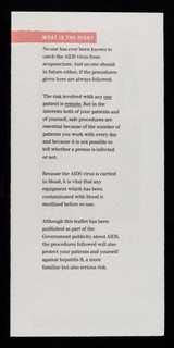 AIDS : guidelines for acupuncturists : don't die of ignorance / prepared by the Department of Health and Social Security and the Central Office of Information.