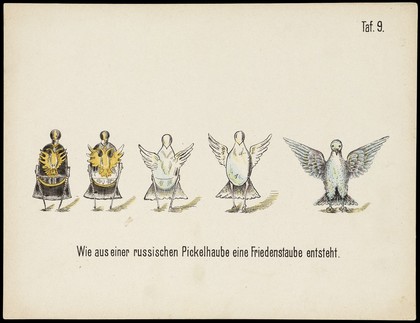 Evolution of household articles, animals etc. according to Darwin's doctrine. Colour lithographs by Fr. Schmidt, ca. 187-(?).