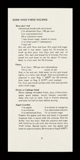 High fibre diet / Merton & Sutton Health Authority.