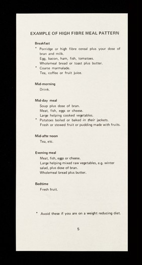 High fibre diet / Merton & Sutton Health Authority.