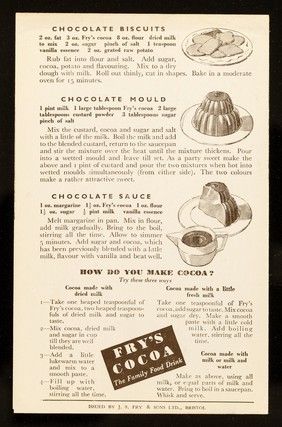 Chocolate dishes with Fry's real chocolate flavour / J.S. Fry & Sons Ltd.