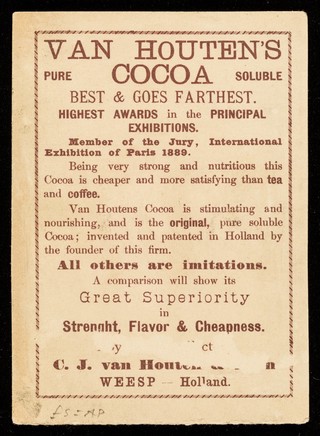 Van Houten's cocoa : pure, soluble, best and goes farthest / C.J. van Houten & Zoon.