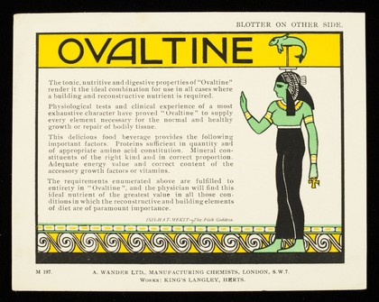 Ovaltine : the tonic, nutritive and digestive properties of "Ovaltine" render it the ideal combination for use in all cases where a building and reconstructive nutrient is required / A. Wander Ltd.