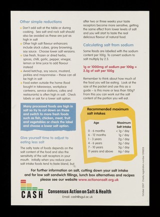 Salt and its effect on your health / CASH.