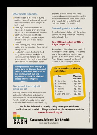 It's never too late to reduce your salt intake / CASH.