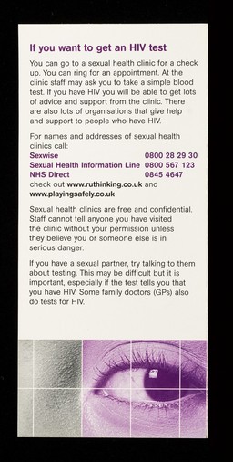 You need to know all about HIV : information and advice / NHS, Health First.