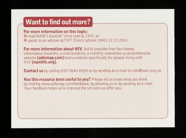 Undetectable viral load / NAM.