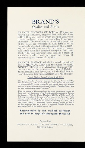 "In sickness & in health" : Brand's Essence of Beef or Chicken / Brand & Co. Ltd.