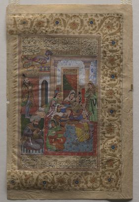 The birth of Rustam. Gouache painting.